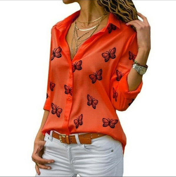Neleia – Lockere Bluse mit Schmetterlingsdruck