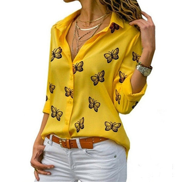 Neleia – Lockere Bluse mit Schmetterlingsdruck
