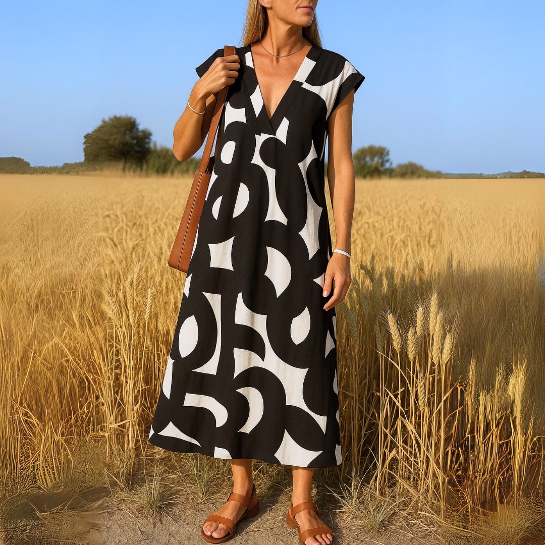 Amina™ Kleid – Sommerliche Freiheit mit grafischem Druck