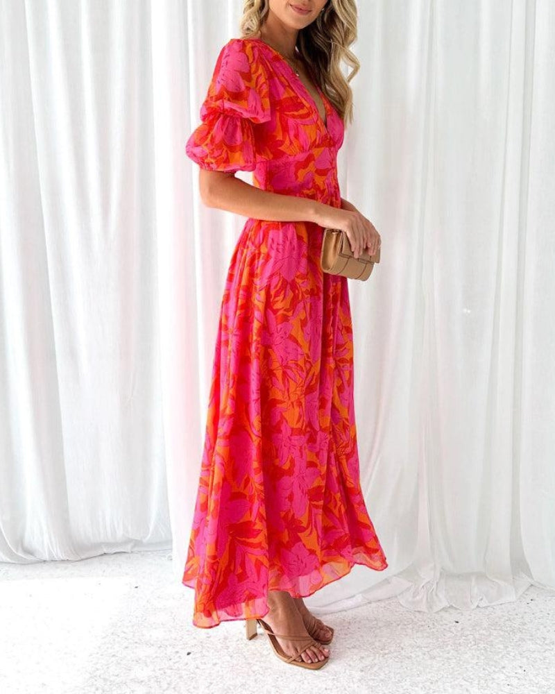 DERANA - ROSE ROT MAXIKLEID