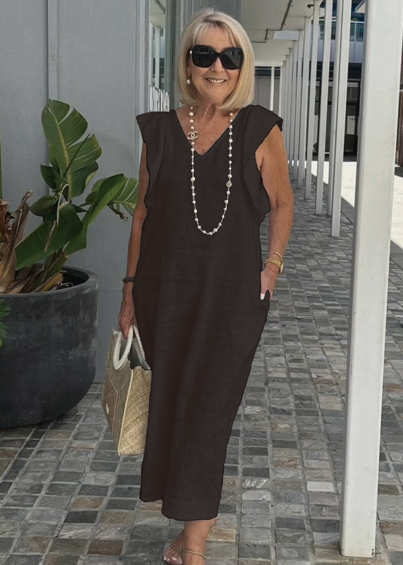 Nora – Ärmelloses Kleid mit V-Ausschnitt