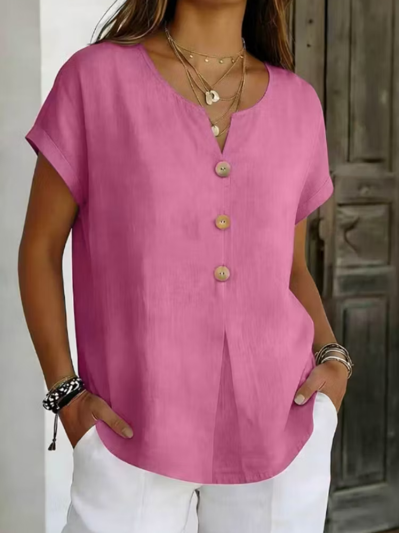 Bianca – Top mit dekorativem Knopfdetail