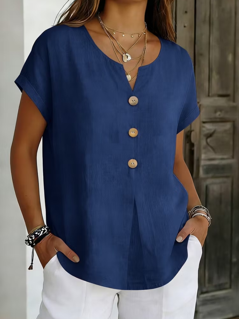 Bianca – Top mit dekorativem Knopfdetail