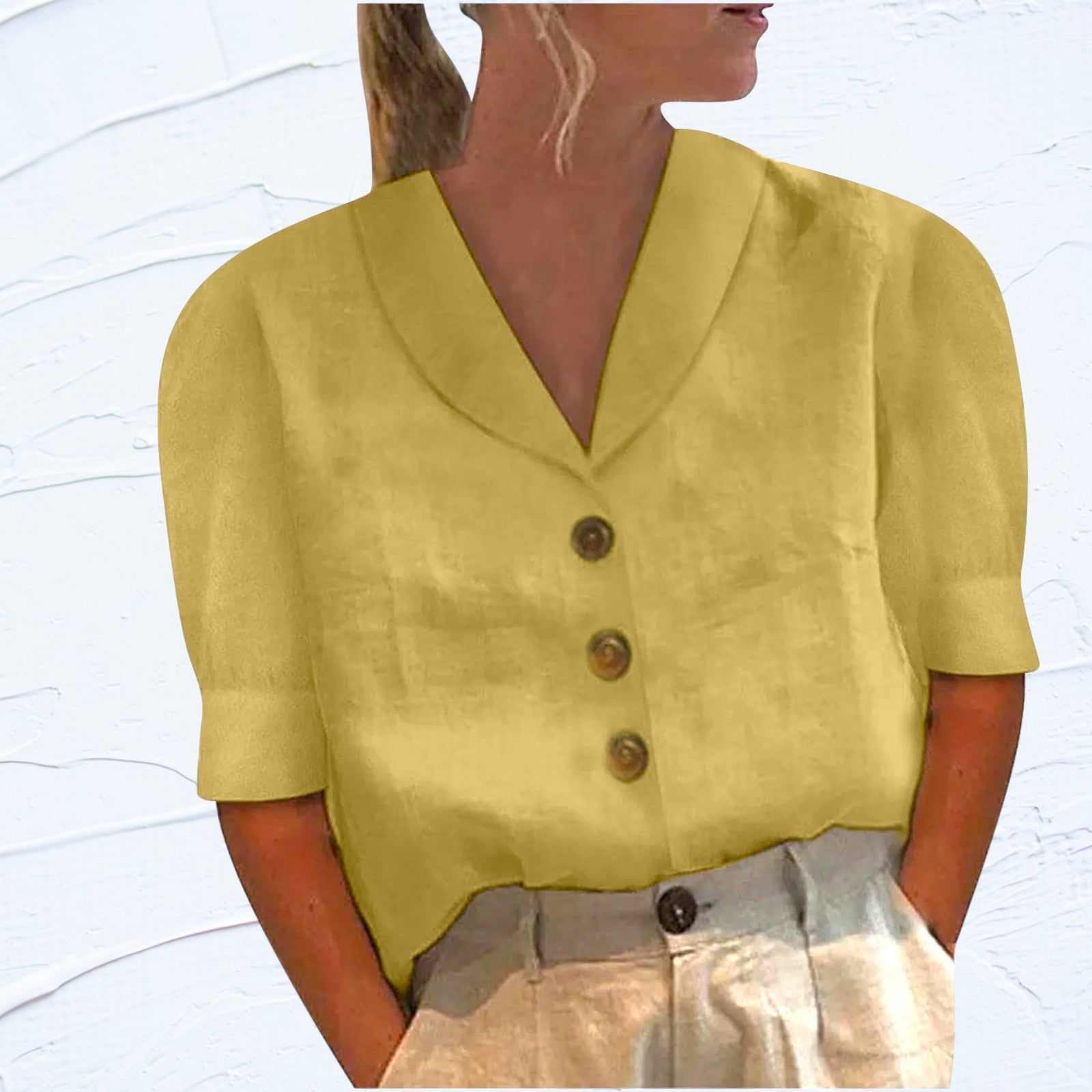 Retro-Chic Knopfb blouse mit Geknöpftem Vorderteil