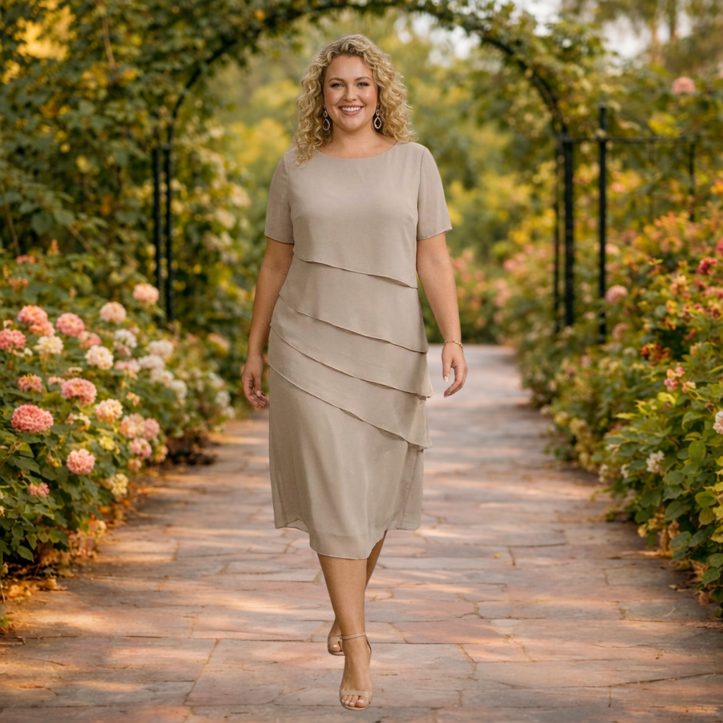 Elena | Schicht Kleid aus Chiffon Midi
