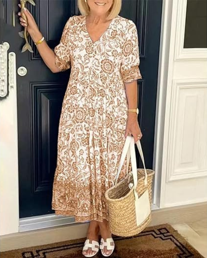 ARIAS - BOHEMISCHES V-AUSSCHNITT-KLEID