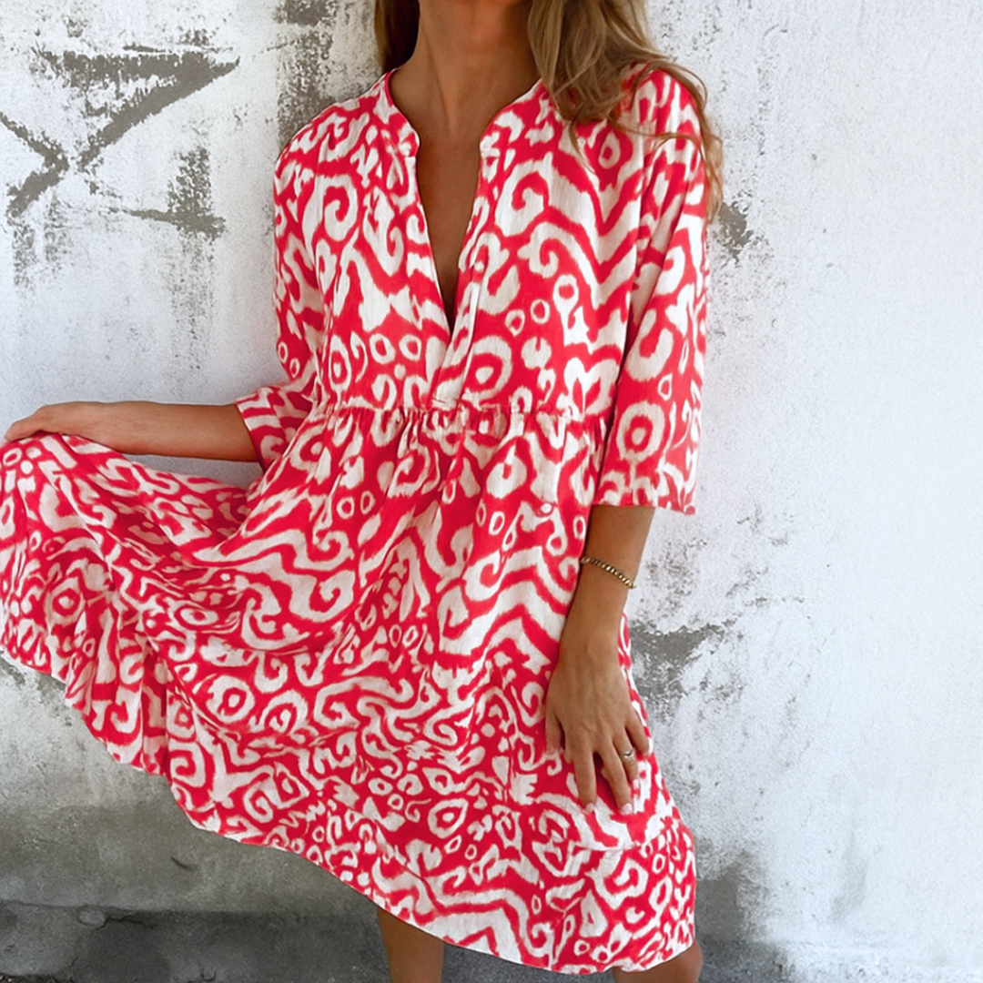FLORELLA - ELEGANTES KLEID MIT V-AUSSCHNITT