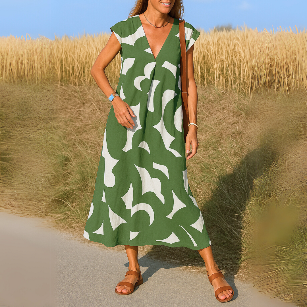 Amina™ Kleid – Sommerliche Freiheit mit grafischem Druck