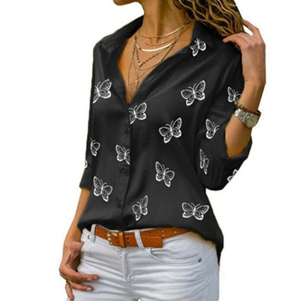 Neleia – Lockere Bluse mit Schmetterlingsdruck