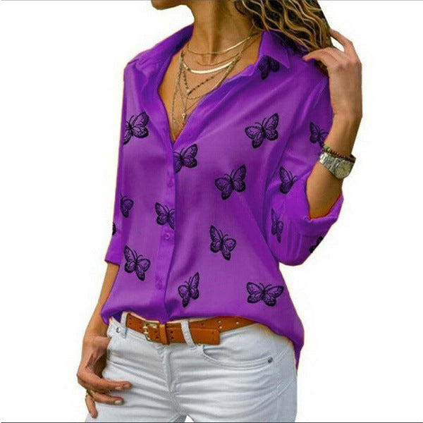 Neleia – Lockere Bluse mit Schmetterlingsdruck
