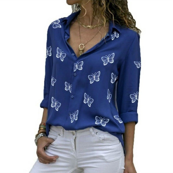 Neleia – Lockere Bluse mit Schmetterlingsdruck