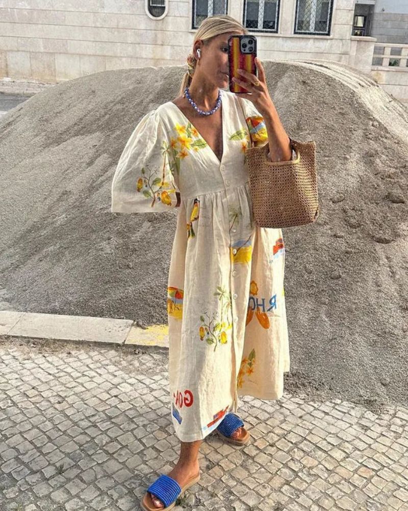 ANNI - Bedrucktes Leinenkleid
