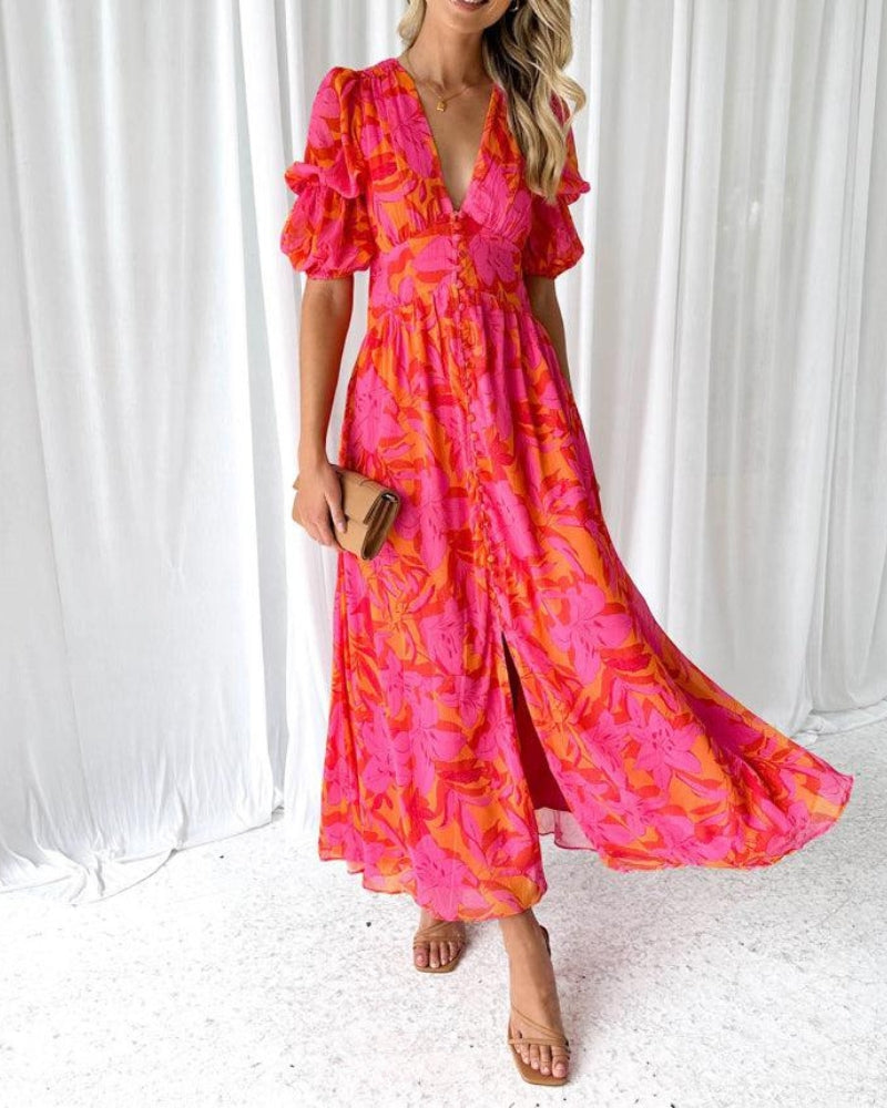 DERANA - ROSE ROT MAXIKLEID