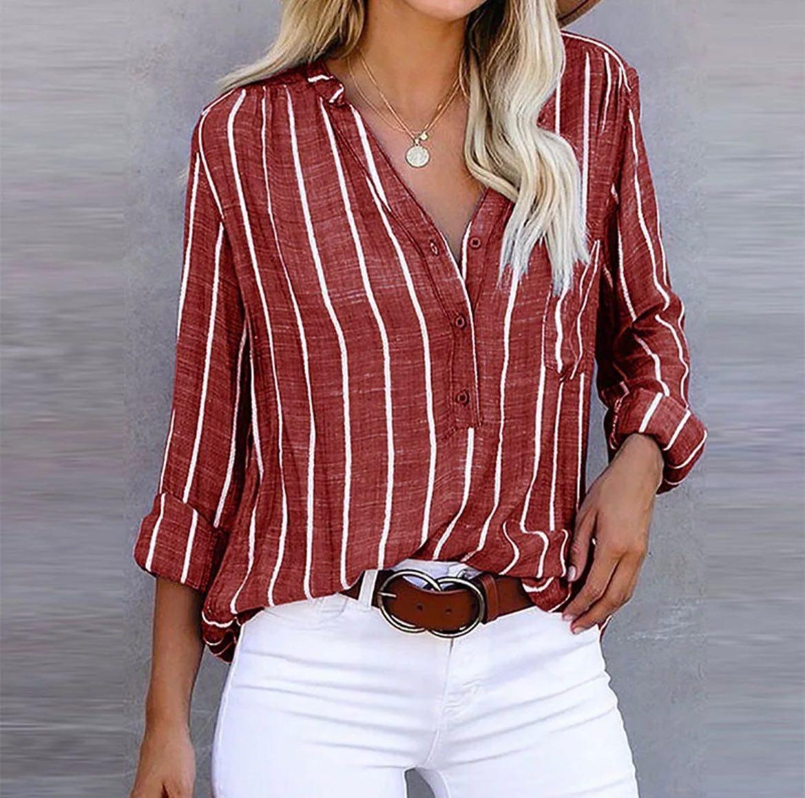 AGATHE I ELEGANTE GESTREIFTE BLOUSE