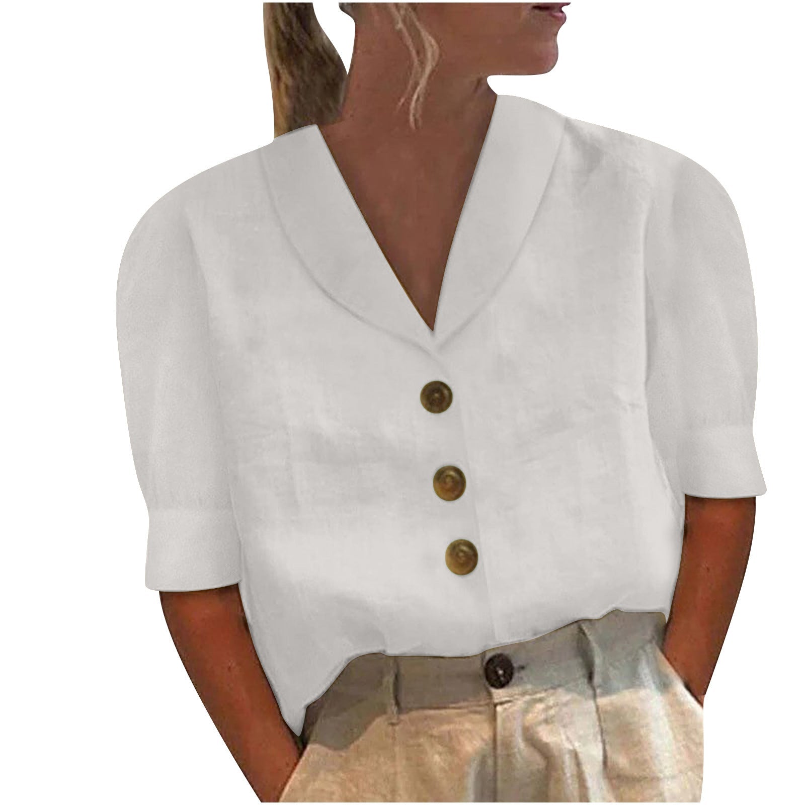 Retro-Chic Knopfb blouse mit Geknöpftem Vorderteil