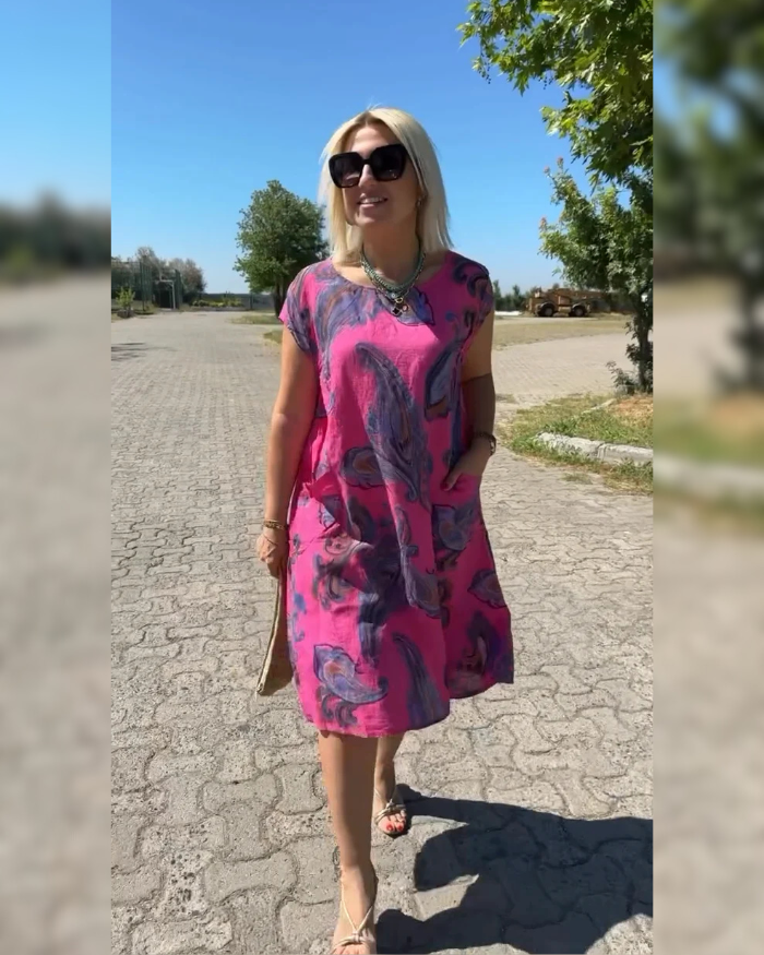 Hazal™ - Kleid mit Rundhalsausschnitt und schönem Druck