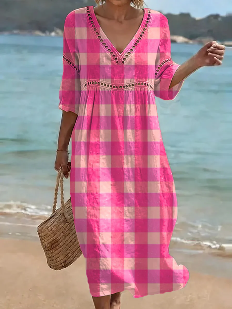 Eva – Kleid mit V-Ausschnitt und Druck