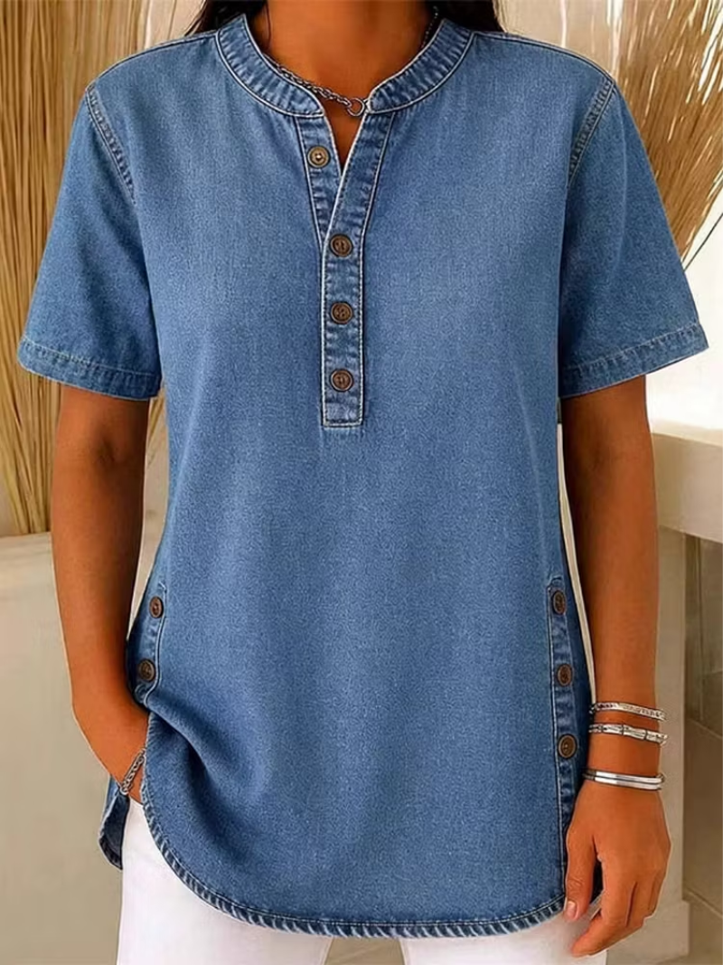 Daphne – Denim-Top mit Knopfdetails