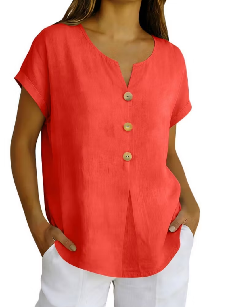 Bianca – Top mit dekorativem Knopfdetail