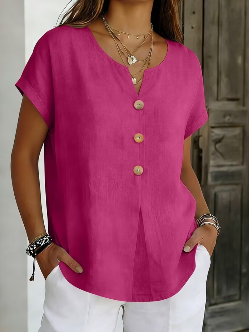 Bianca – Top mit dekorativem Knopfdetail