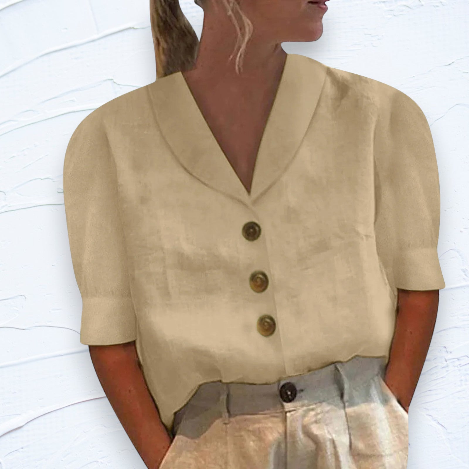 Retro-Chic Knopfb blouse mit Geknöpftem Vorderteil