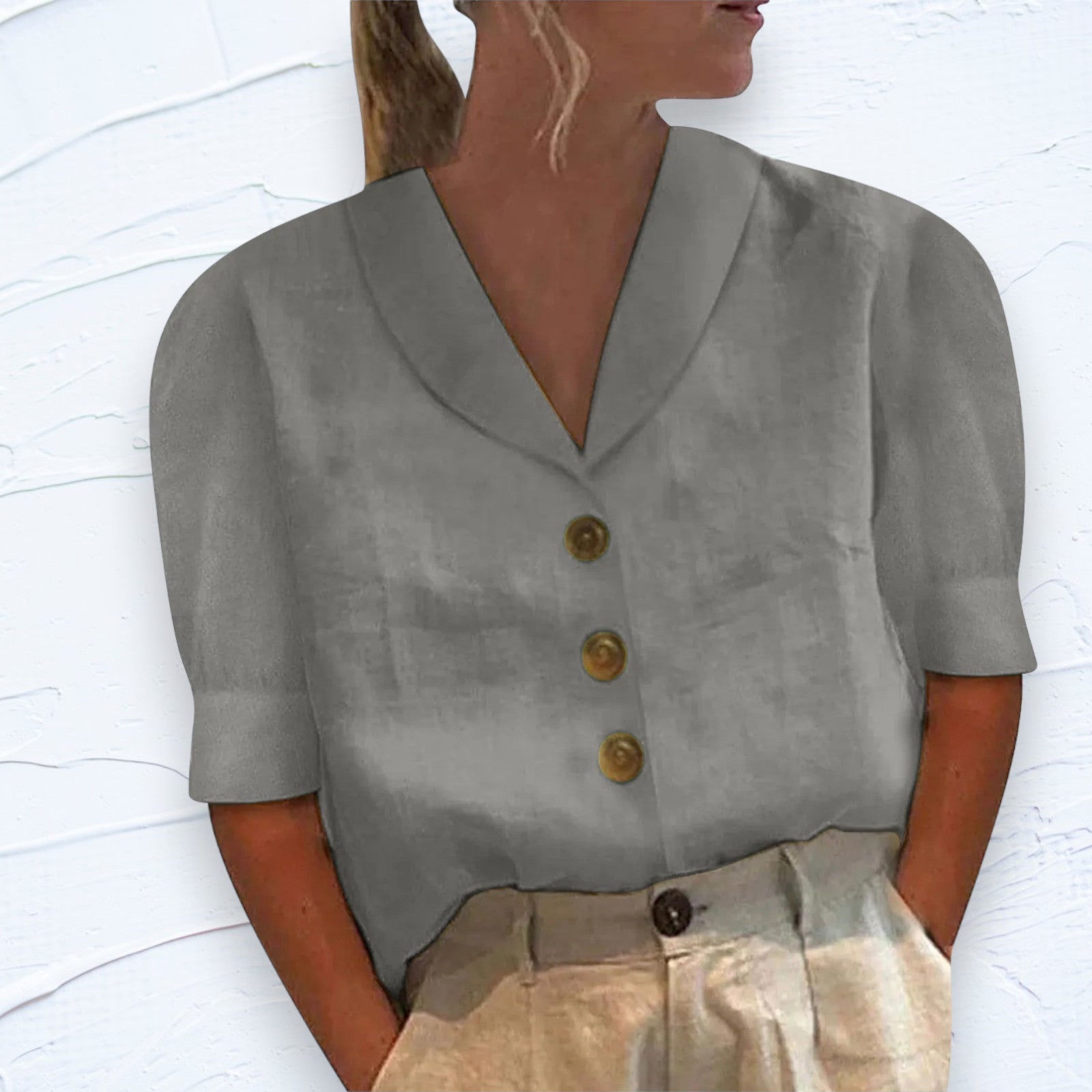 Retro-Chic Knopfb blouse mit Geknöpftem Vorderteil