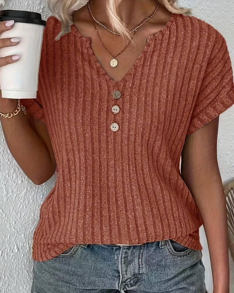 ROSINA I STRICKBLUSE MIT V-AUSSCHNITT