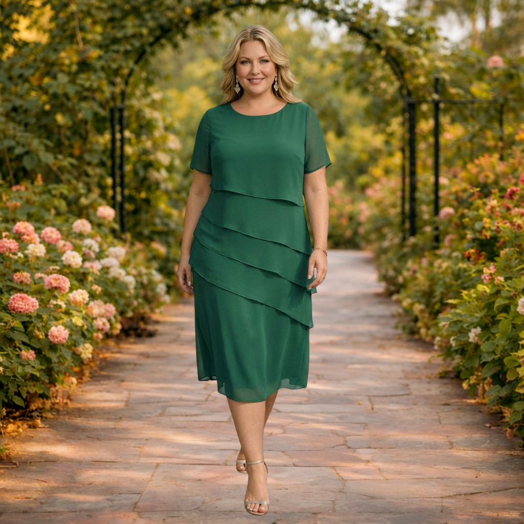 Elena | Schicht Kleid aus Chiffon Midi