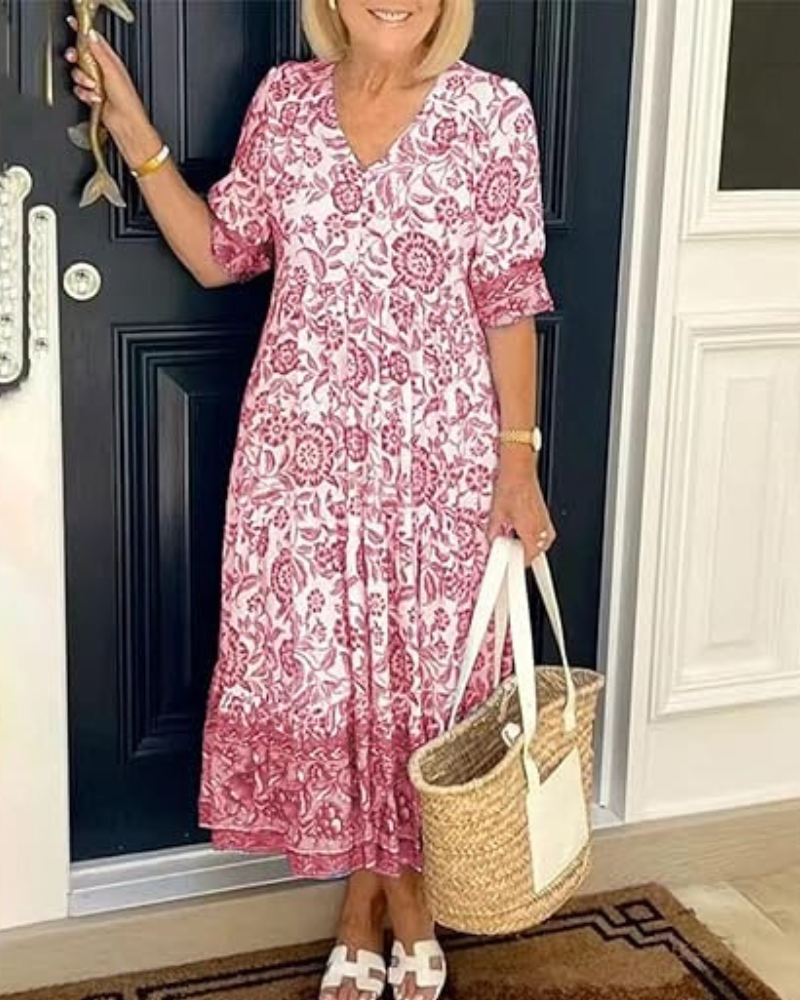 ARIAS - BOHEMISCHES V-AUSSCHNITT-KLEID