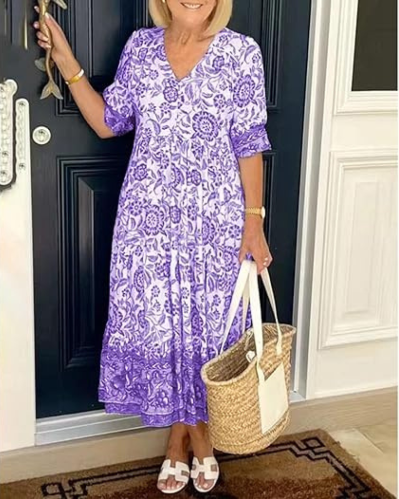 ARIAS - BOHEMISCHES V-AUSSCHNITT-KLEID