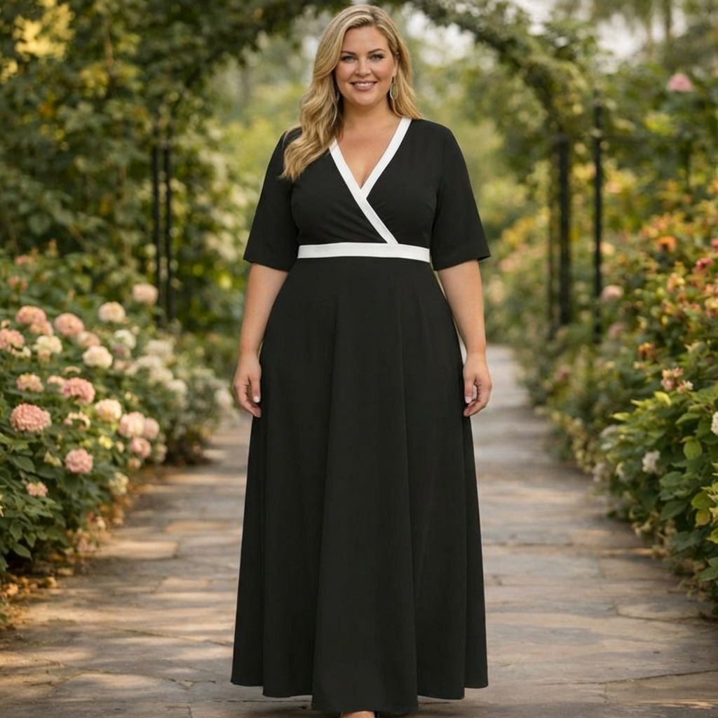 Sherri | Klassisches Kontrast-Maxikleid