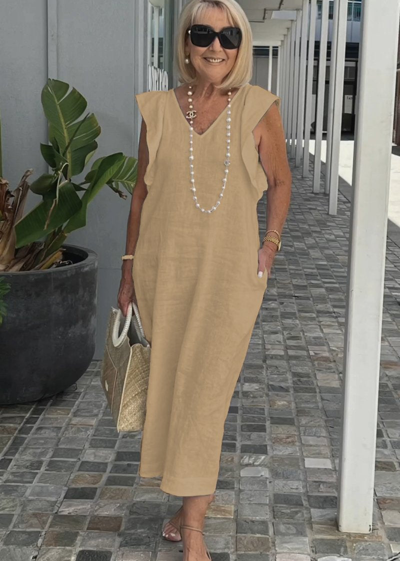 Nora – Ärmelloses Kleid mit V-Ausschnitt