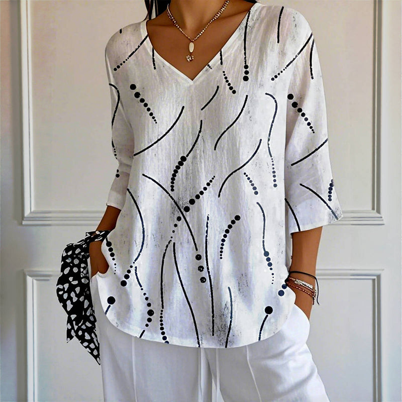 Esmee – Bluse mit spielerischem Linienmuster und luftiger Passform